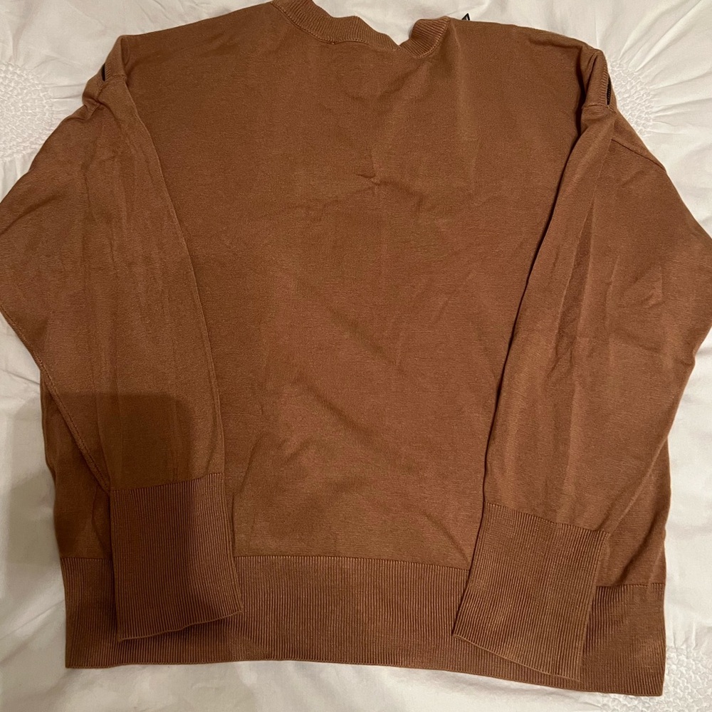 Women’s DKNY Zip Trim Sweater in Khaki size large. - Picture 4 of 4